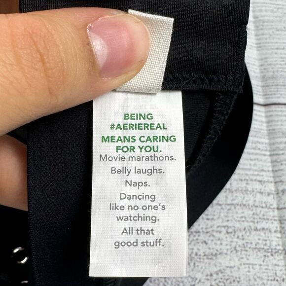 Aerie Black Square Neck Unlined Strappy Lace Up Side Bralette Size Small - Picture 5 of 10